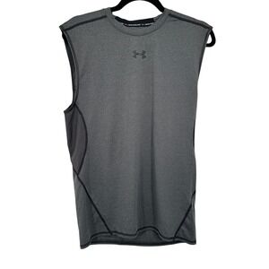 Under Armour HeatGear Compression Tank Top Men XL Gray Gym Sleeveless